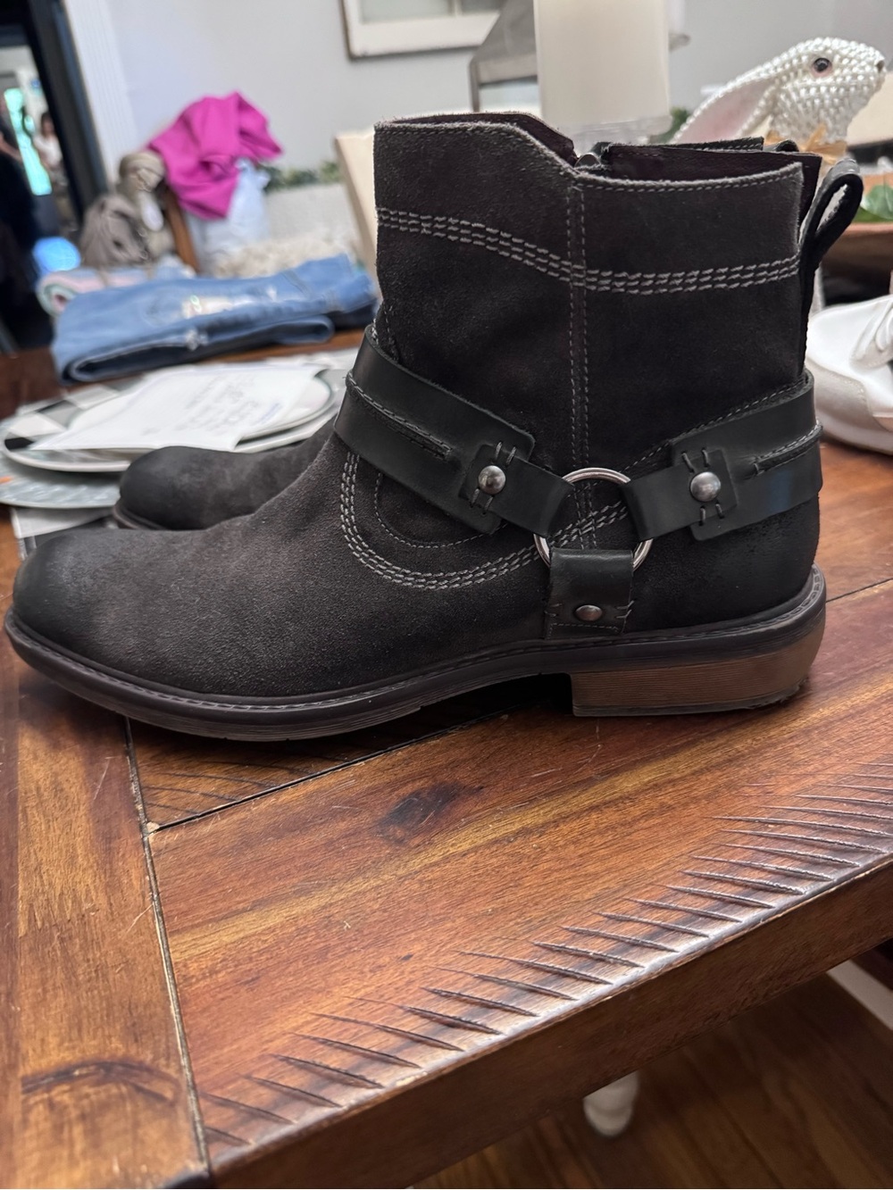 ROAN Mens Bed Stu Native II Distressed Leather Harness Side Zip Boots - Size 9.5